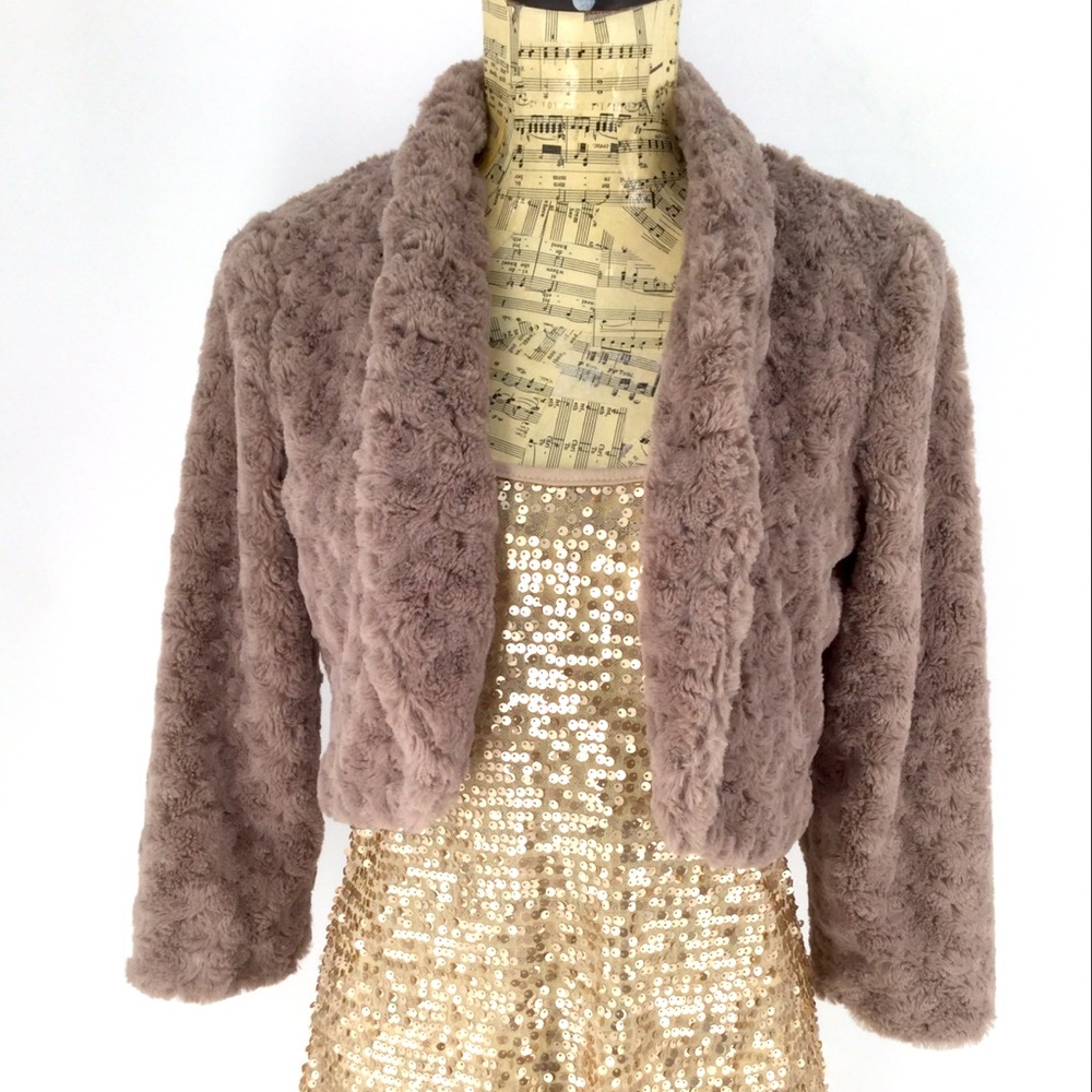 Amanda Charles M bolero jacket, Faux fur rosette